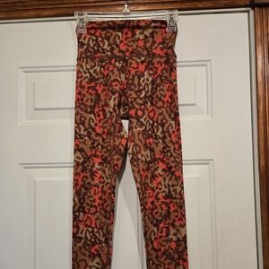 Aerie NWT Offline Goals 7/8 Legging Hi Rise Red Brown Leopard Print Small